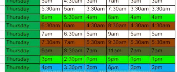 Timetable Halligan's Fitness Online Training 22nd September 2025